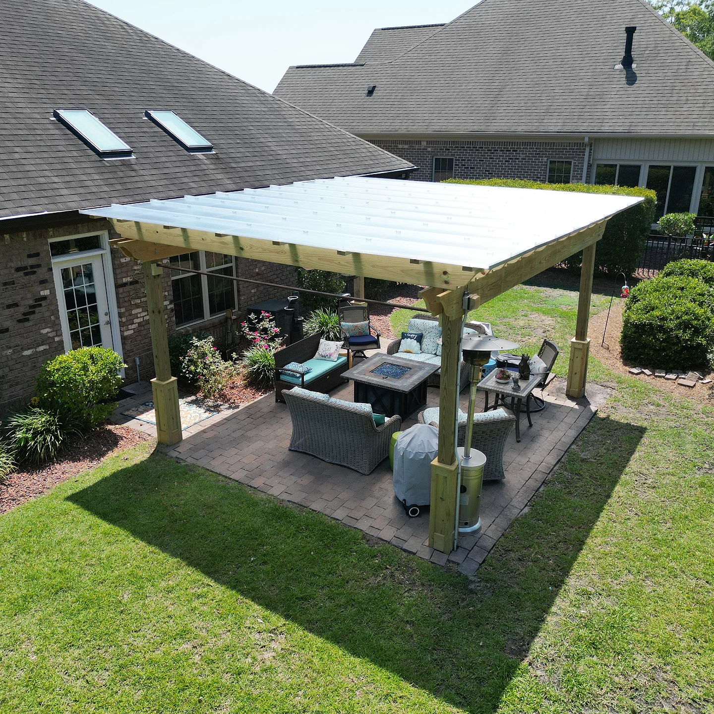 Patio with custom pergola