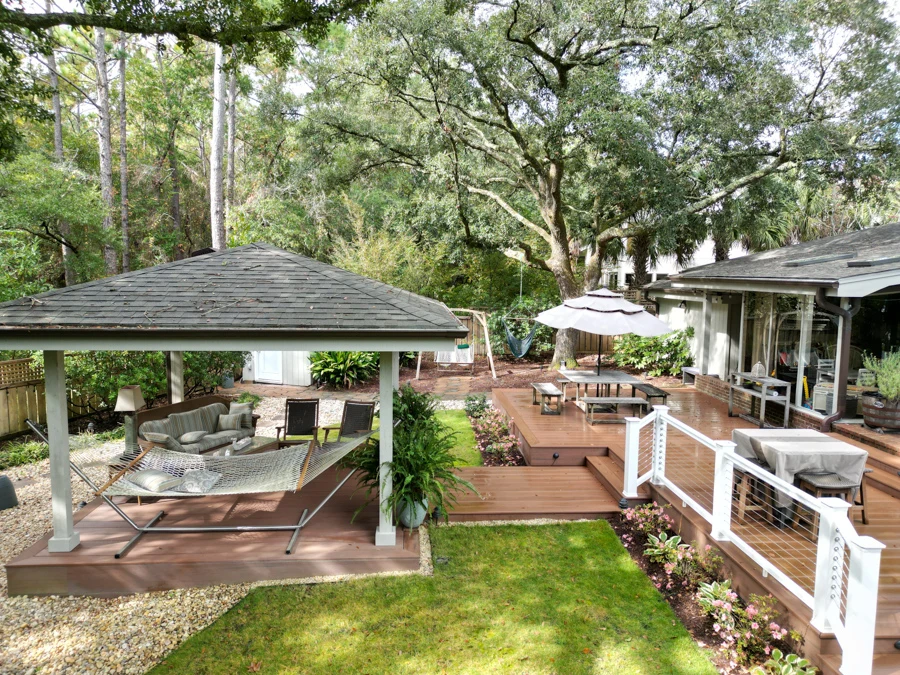 Composite brown deck with gazebo