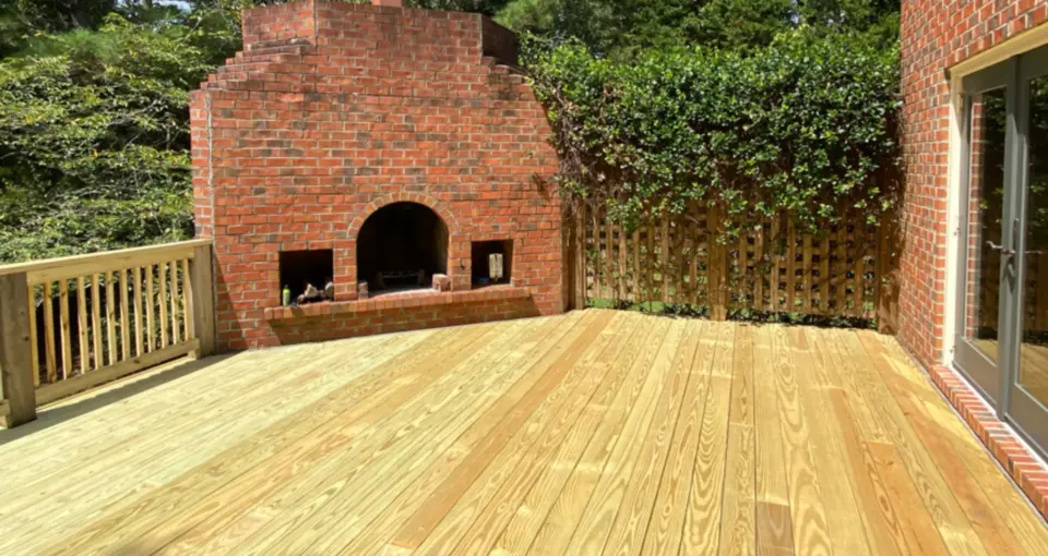 Custom wood deck construction