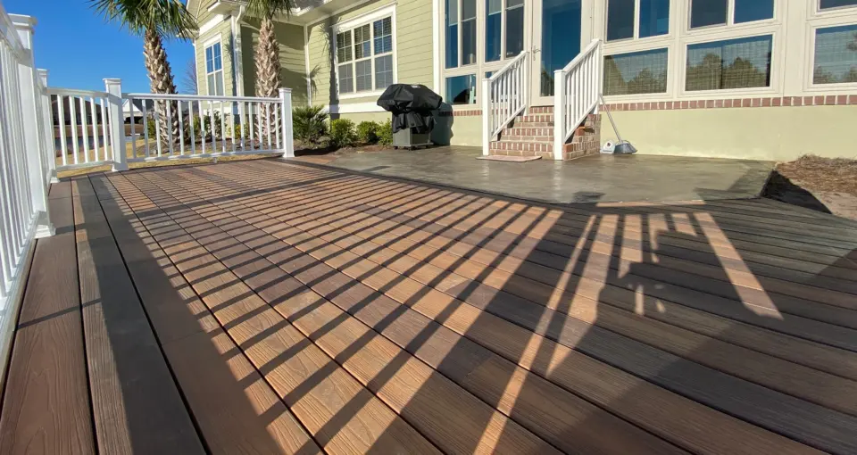 Hardwood decking backyard installation