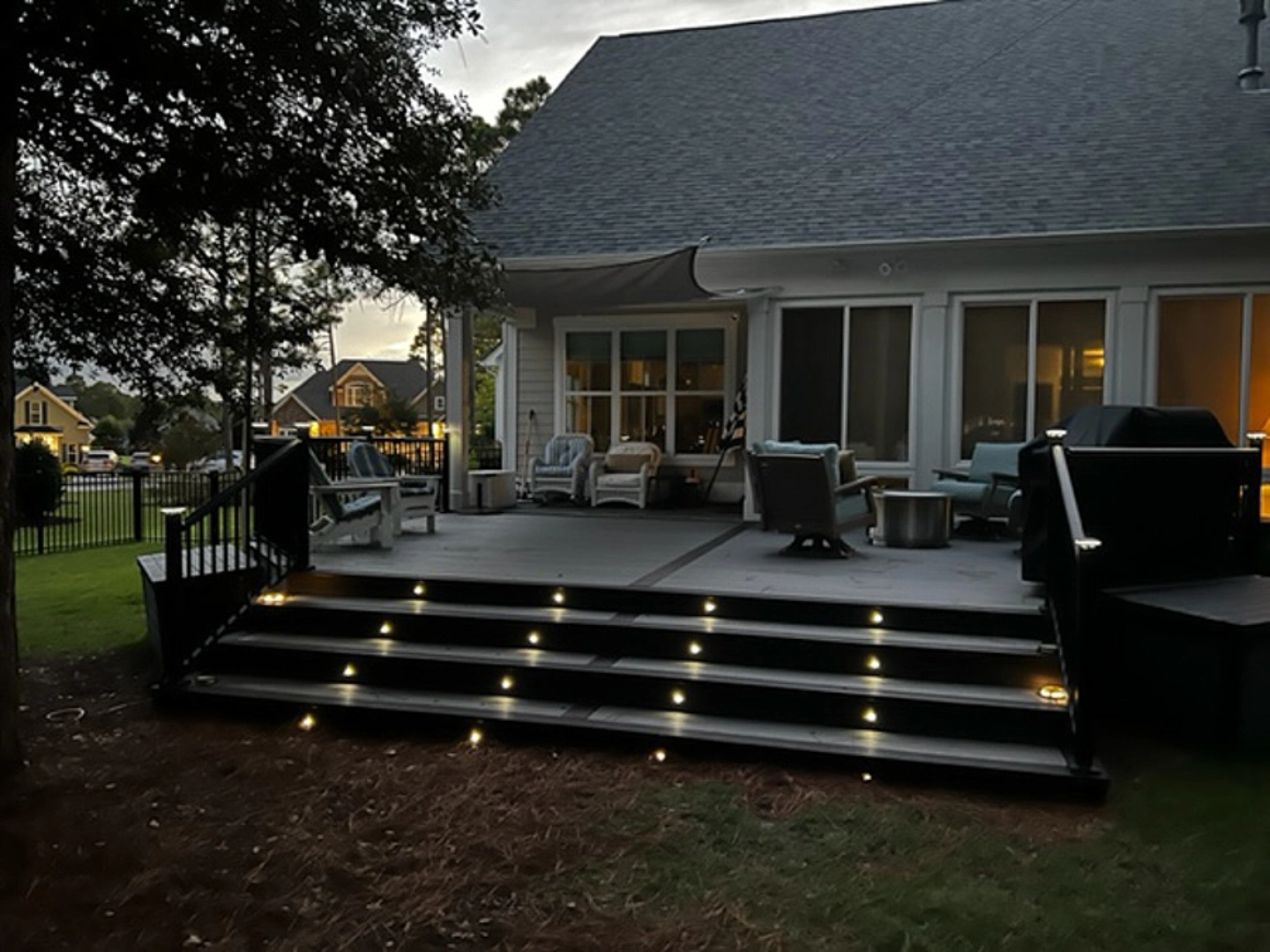 Outdoor deck lighting setup