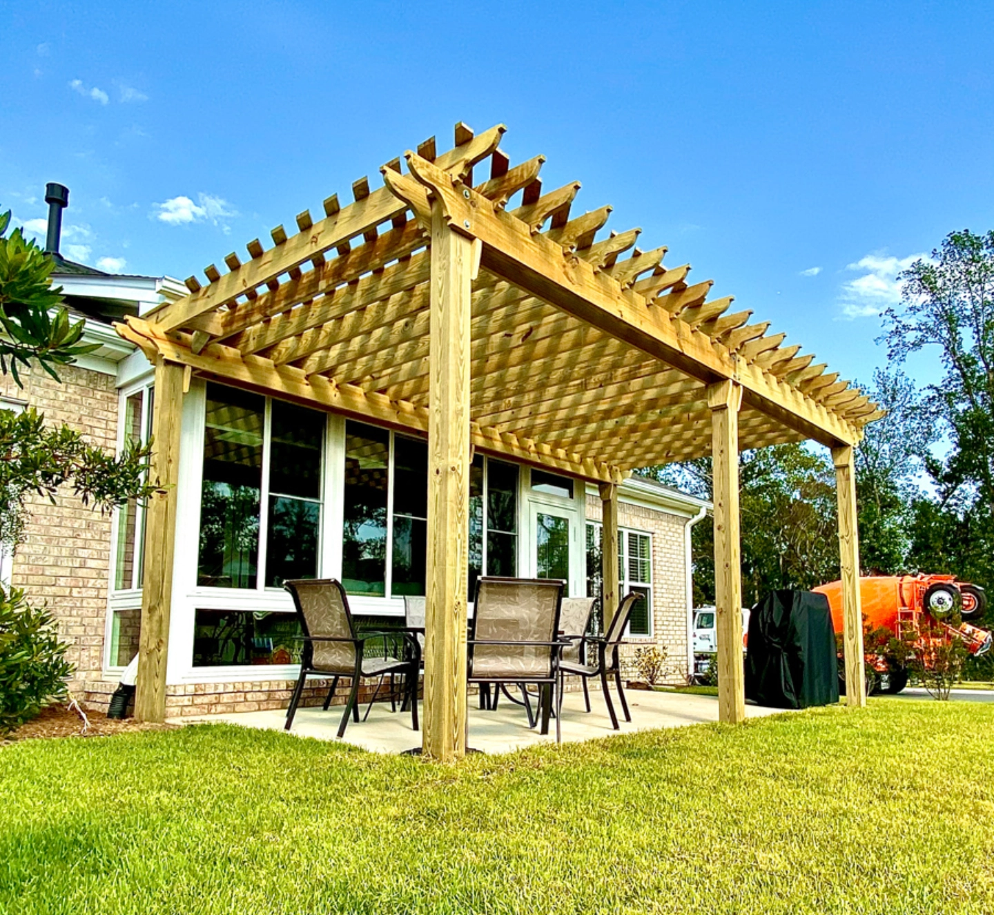 Patio pergola construction