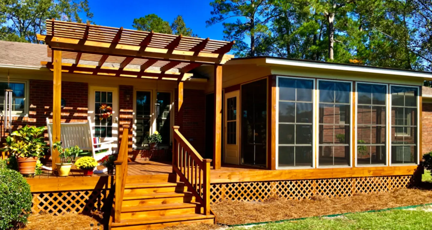 Pergola with seating area