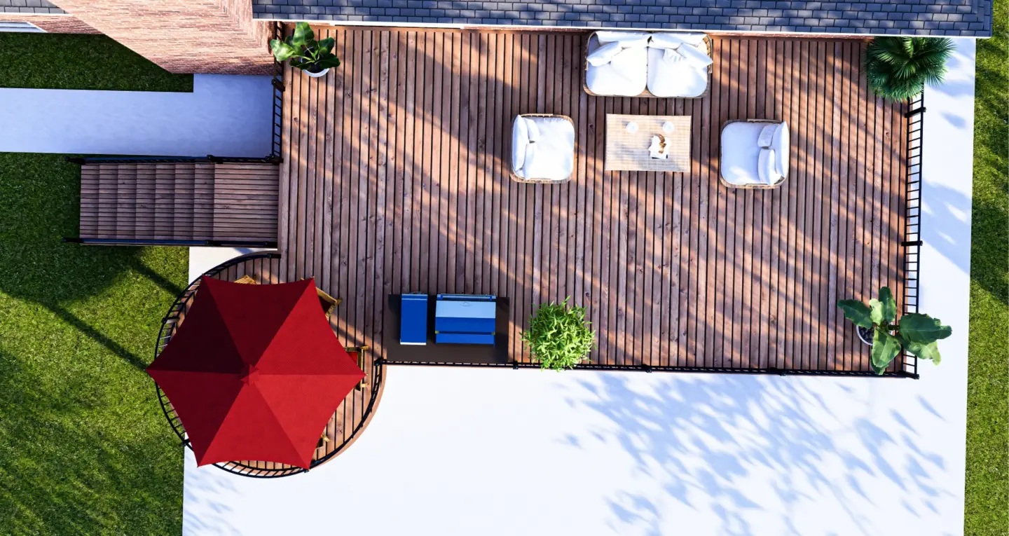 Stock 3d backyard deck design