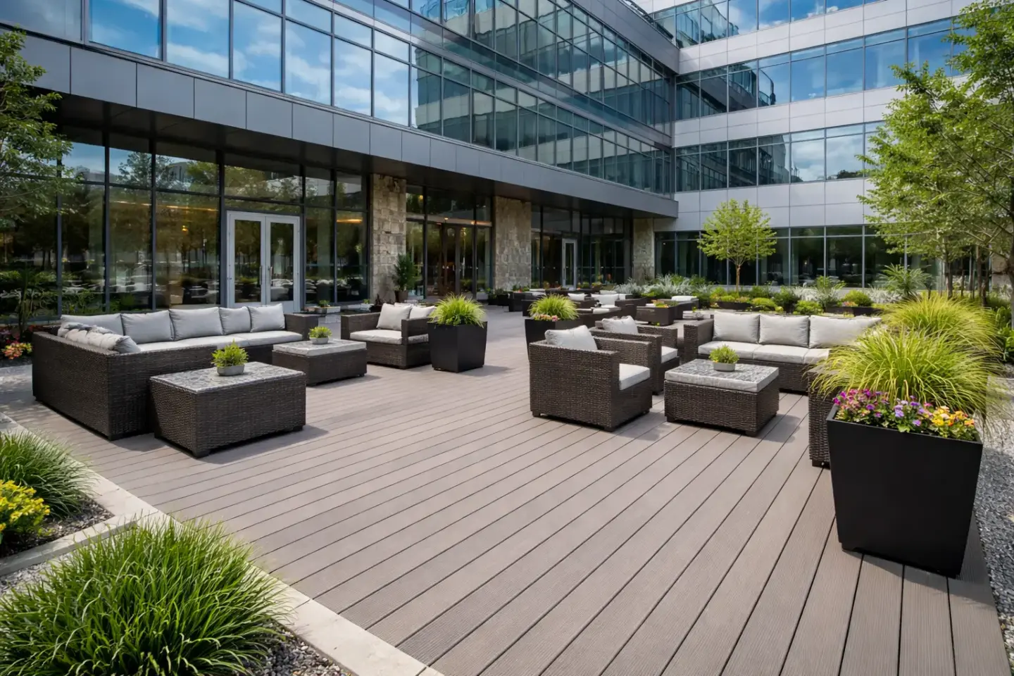 Stock Composite deck in an office building