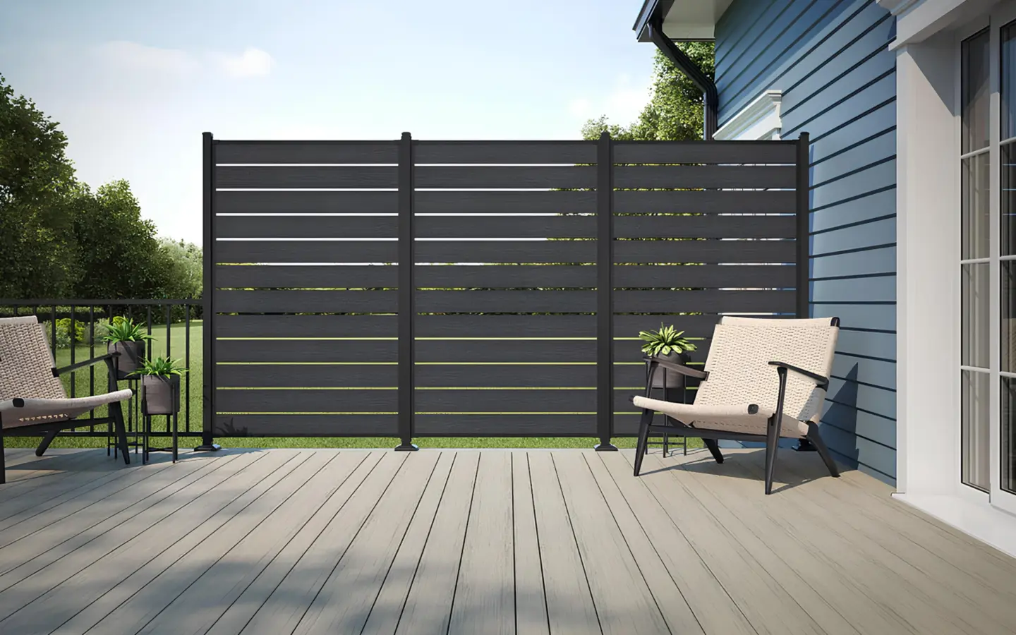 Stock Deckorators voyage tundra varied width dark slate privacy screen