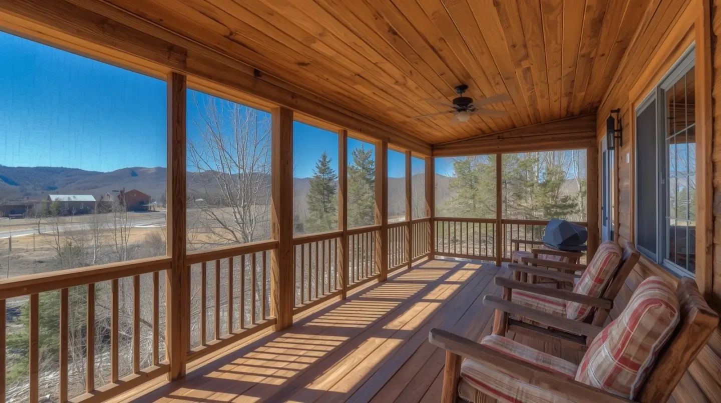 Stock a photo of a screened in porch in colorado stock photo