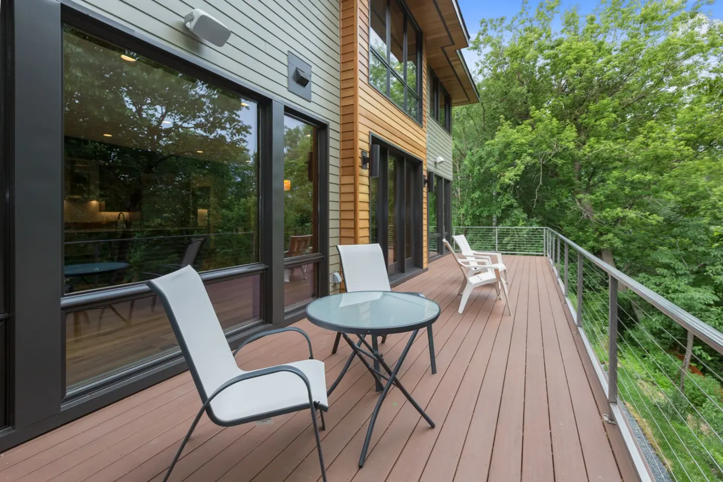 Stock outdoor deck with multiple colors popping