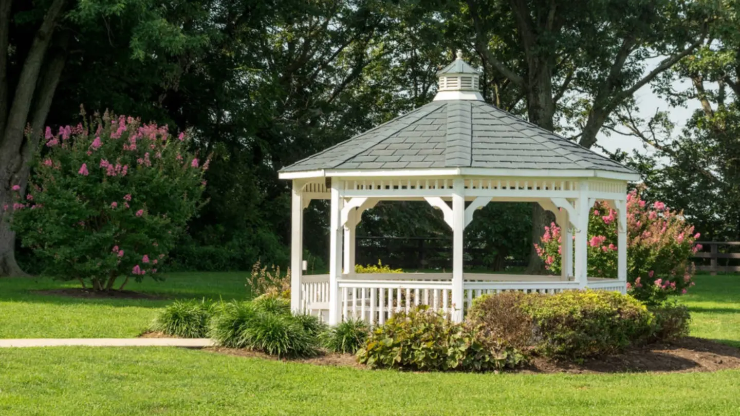 Stock pavilion gazebo in a garden park