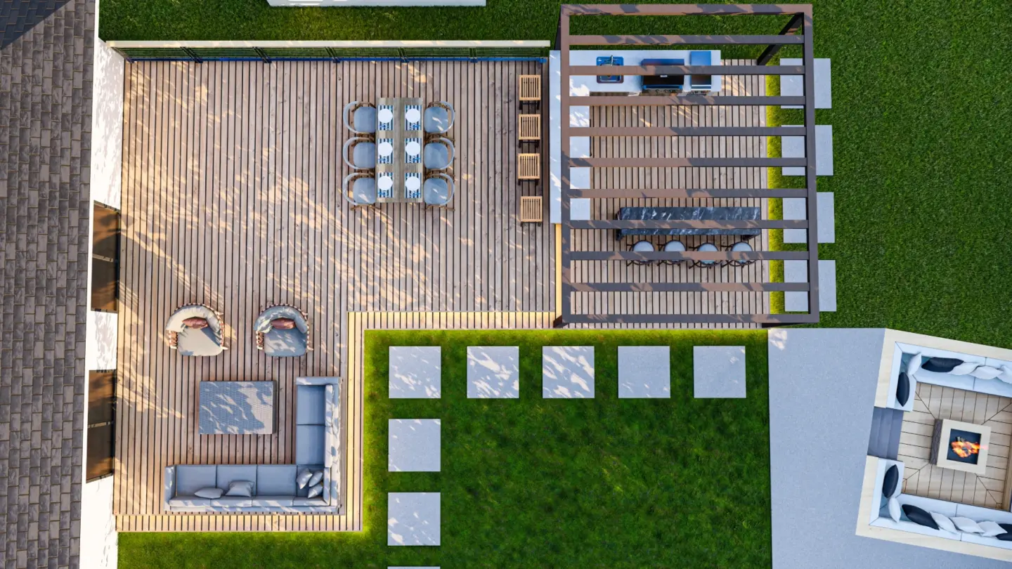 Stock residential 3d deck design plan