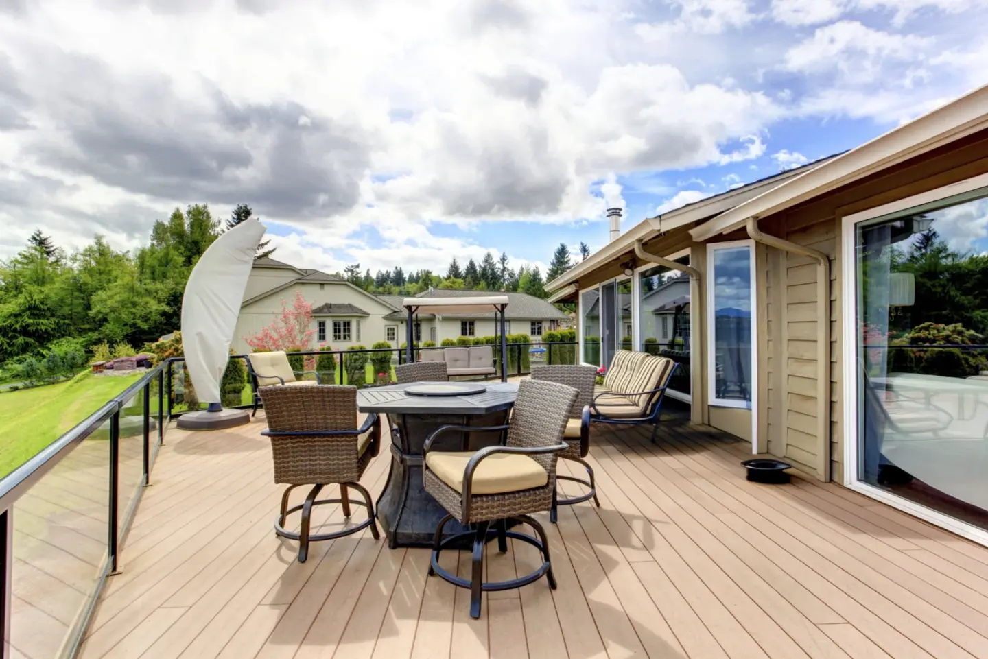 Stock walkout deck with patio area