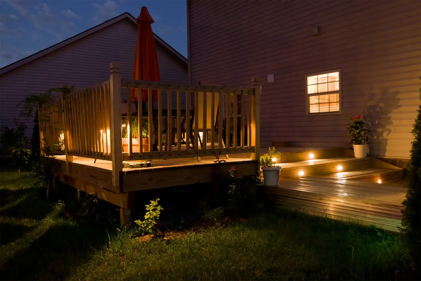 Stok night scene patio light decking