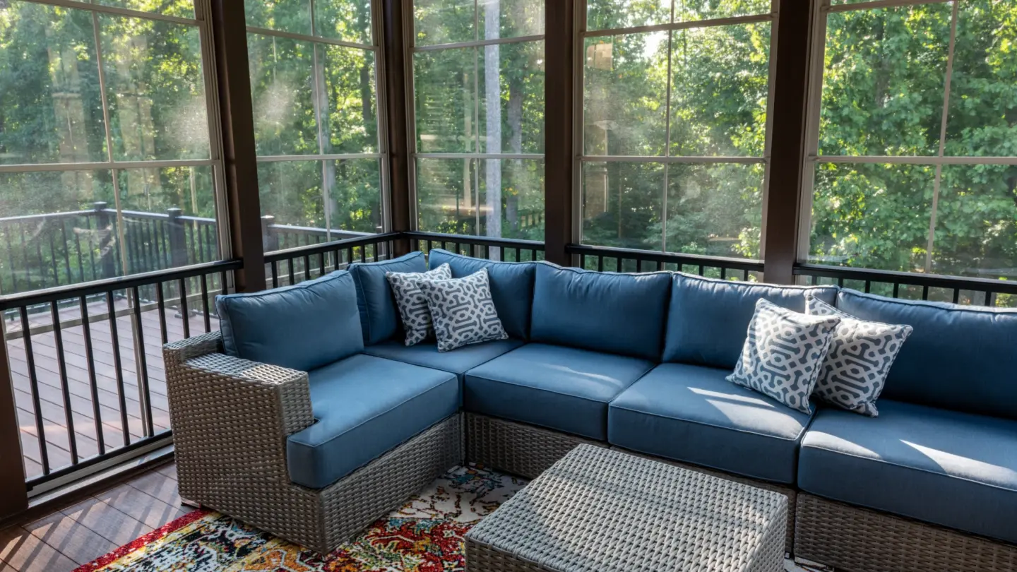 Sunroom with sliding glass doors